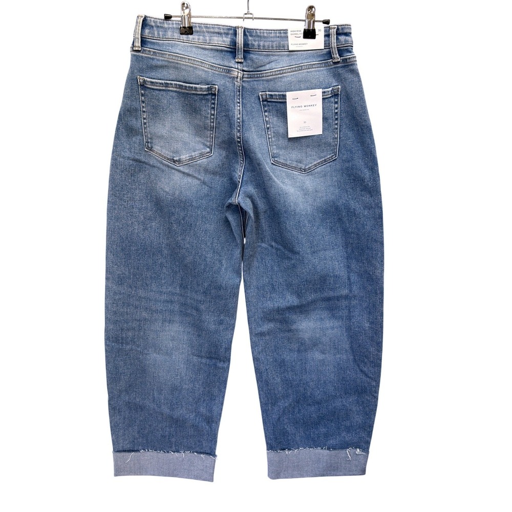Flying Monkey Barrel Fit Jeans Womens 30 Blue High Rise cuffed Cropped F6199 - Picture 3 of 15